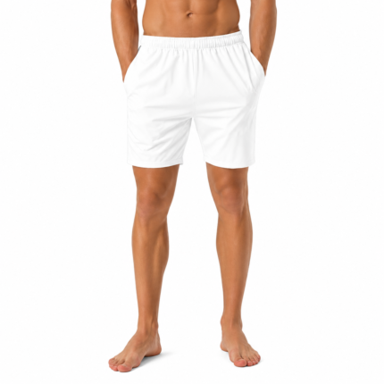 All-Over Print Recycled Swim Trunks.