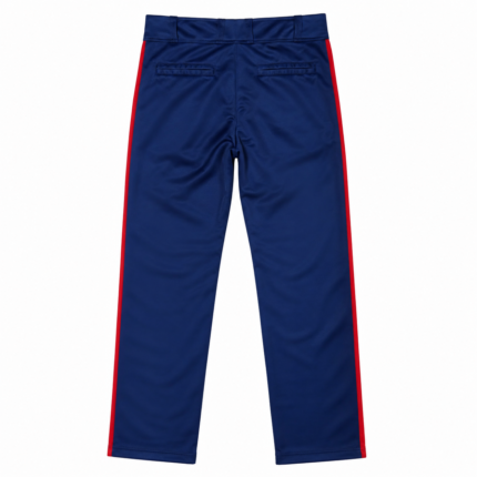 Custom Navy Blue Baseball Pants – Red Side Stripe Performance Baseball Trousers