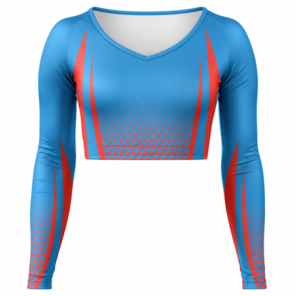 Custom Long Sleeve Wide Neck Cheerleading Crop Tops