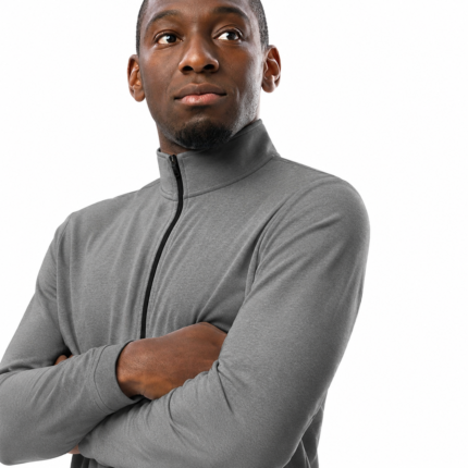 Thoughtful Portrait in Grey Zip Jacket