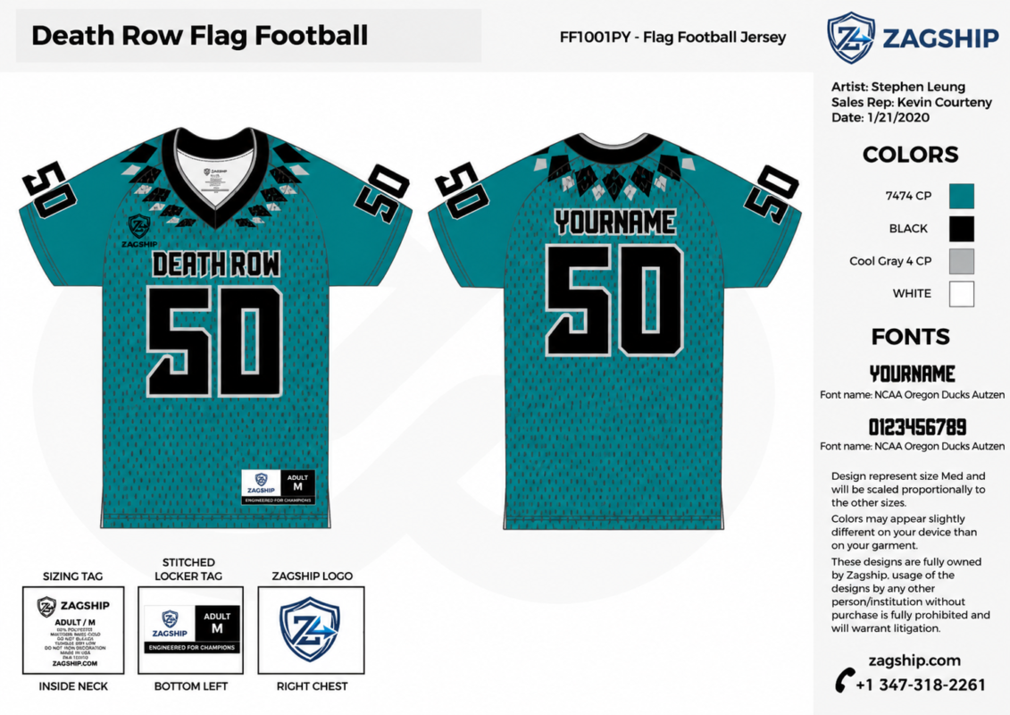 Custom 7v7 Flag Football Jersey – Sublimated Team Performance Uniform Action Photo