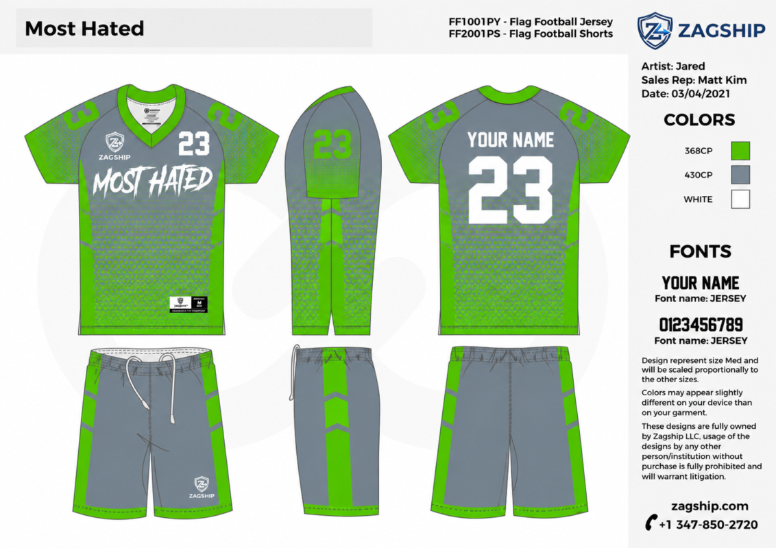 Custom 7v7 Flag Football Jersey – Sublimated Team Performance Uniform Action Photo