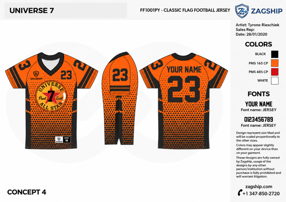 Custom 7v7 Flag Football Jersey – Sublimated Team Performance Uniform Action Photo